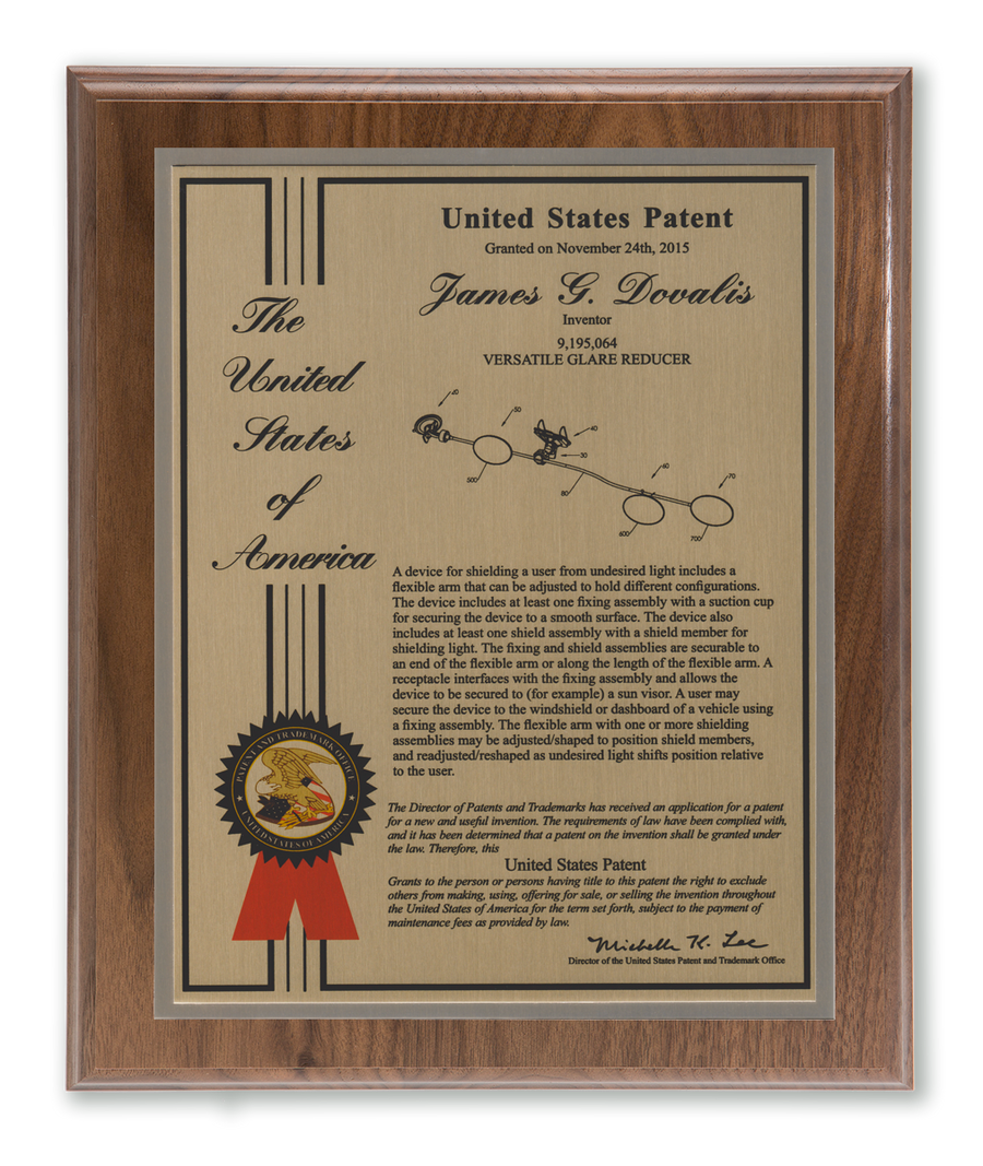 Liberty Series Patent Plaque Solid Walnut Gold