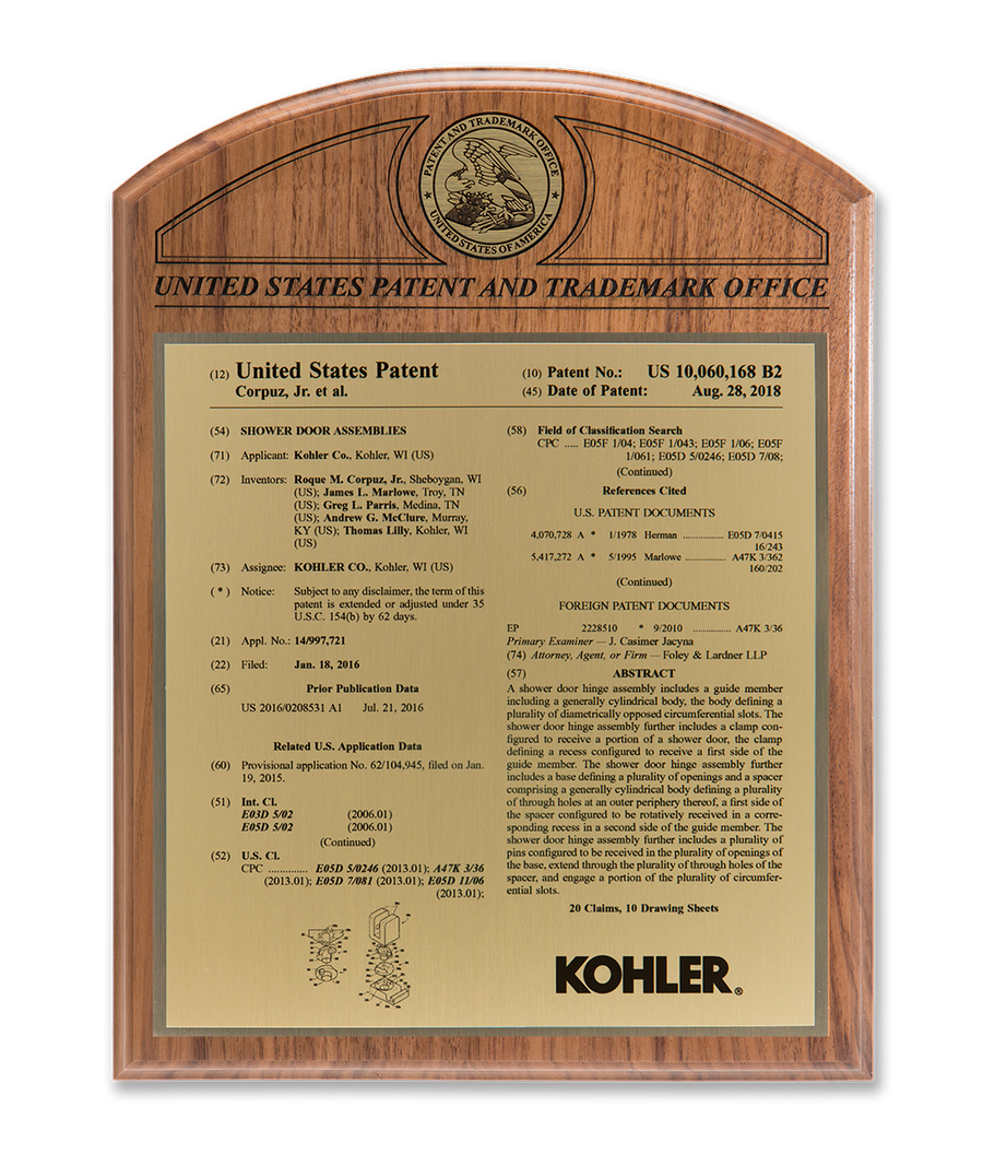Rotunda Series Patent Plaque Solid Walnut Gold