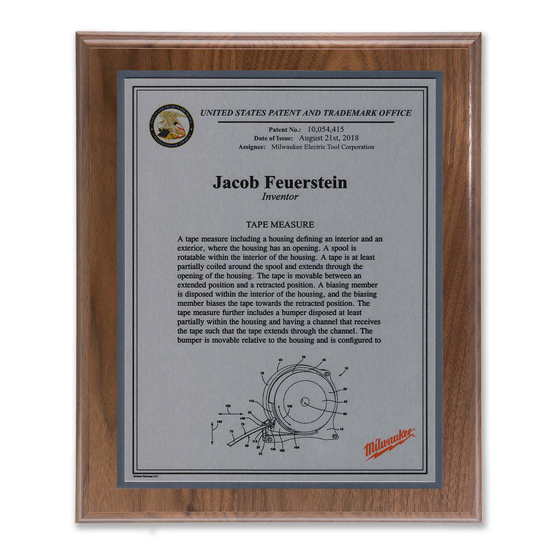 Hopkins Series walnut patent plaque with silver metal plate
