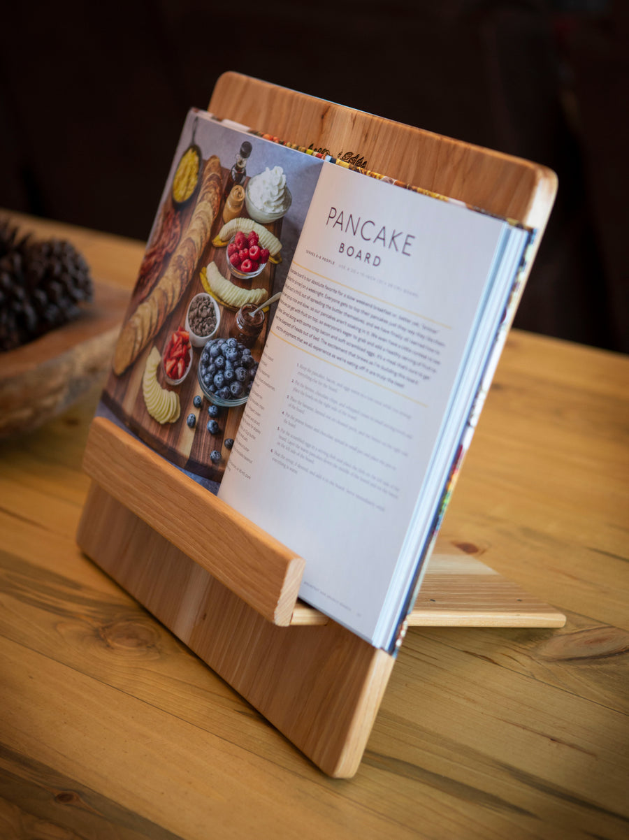 Cookbook Holder - Solid Wood - Personalized - Magnetic Storage