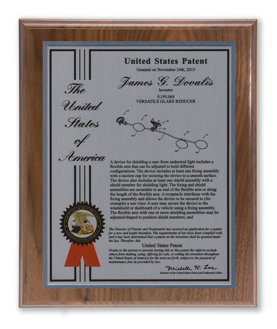 Liberty Series Patent Plaque Solid Walnut Silver