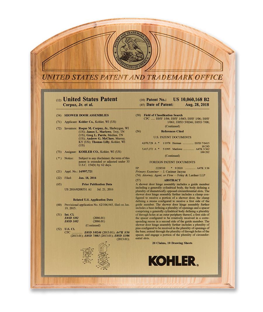 Rotunda Series Patent Plaque Solid Hickory Gold