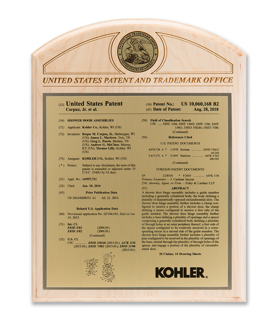 Rotunda Series Patent Plaque Solid Maple Gold