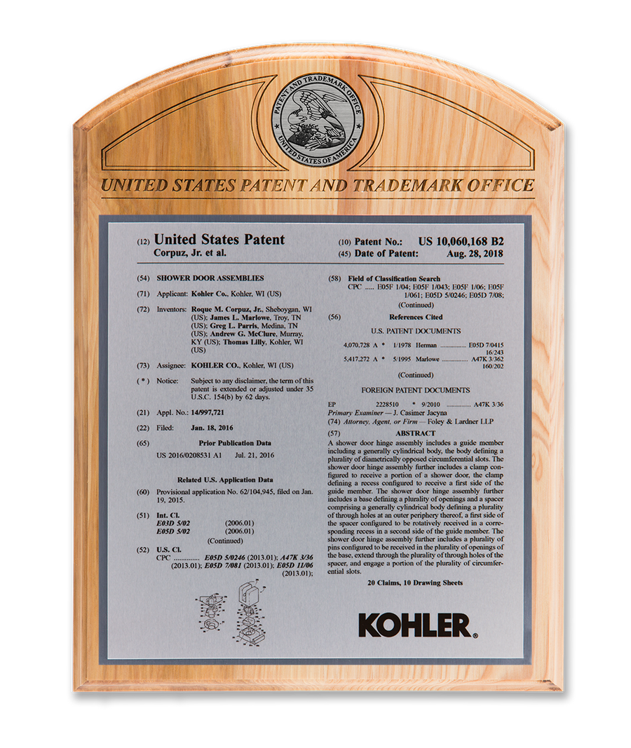 Rotunda Series Patent Plaque Solid Hickory Silver