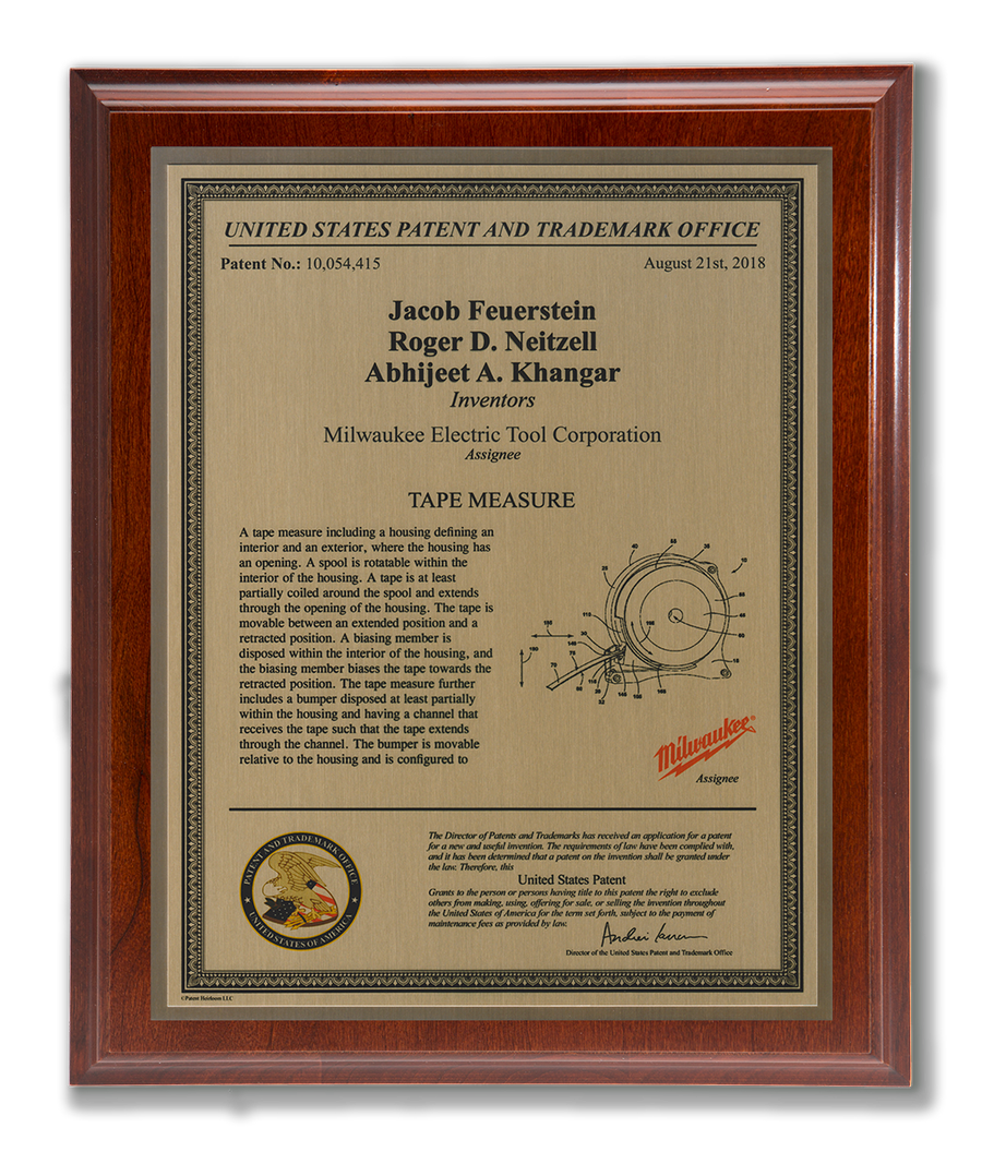 Washington Series Patent Plaque Solid Cherry Gold