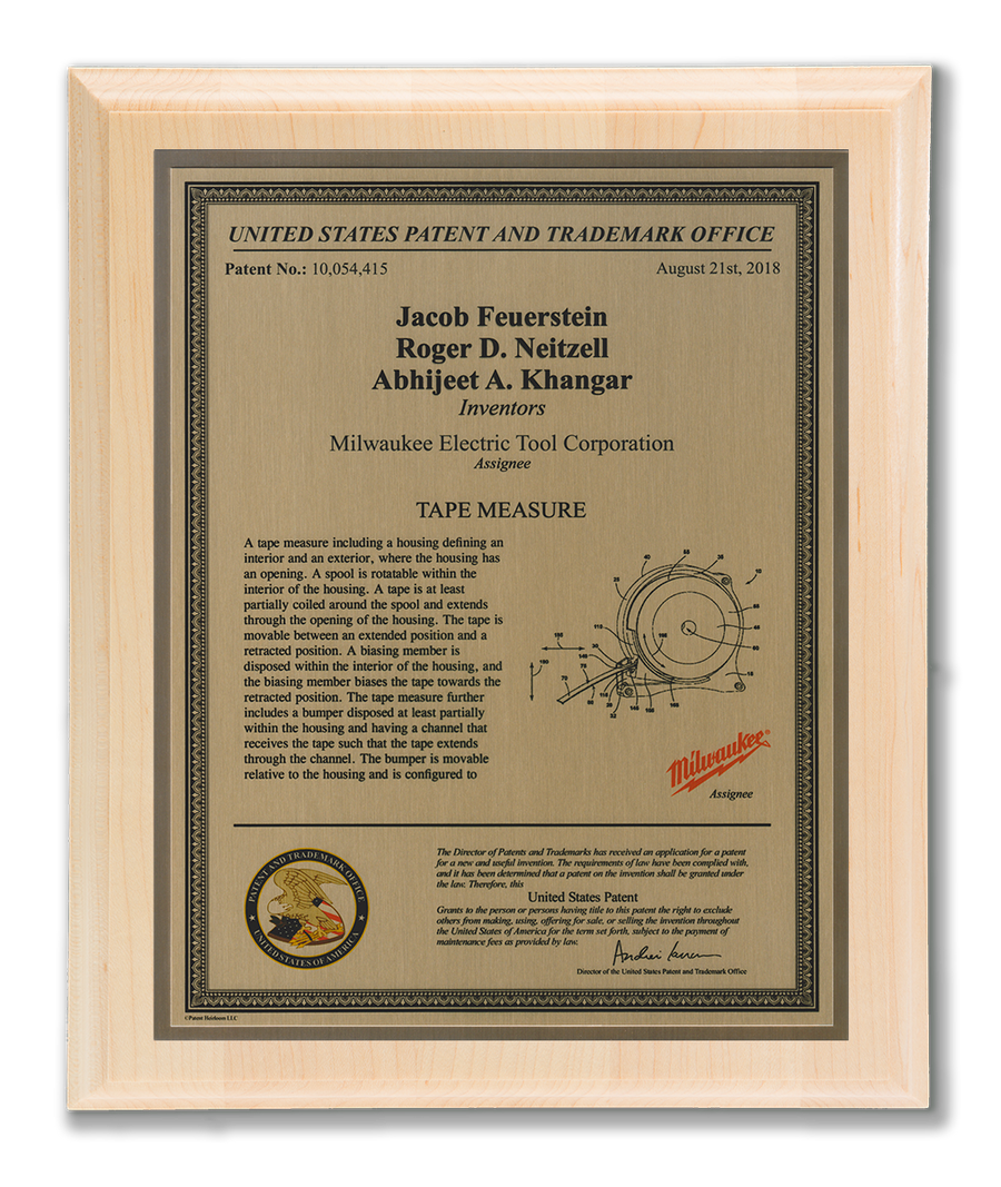 Washington Series Patent Plaque Solid Maple Gold